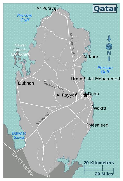 Large detailed map of Qatar | Qatar | Asia | Mapsland | Maps of the World