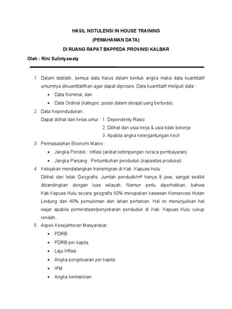 Notulen In House Training Hari Ketiga Pdf