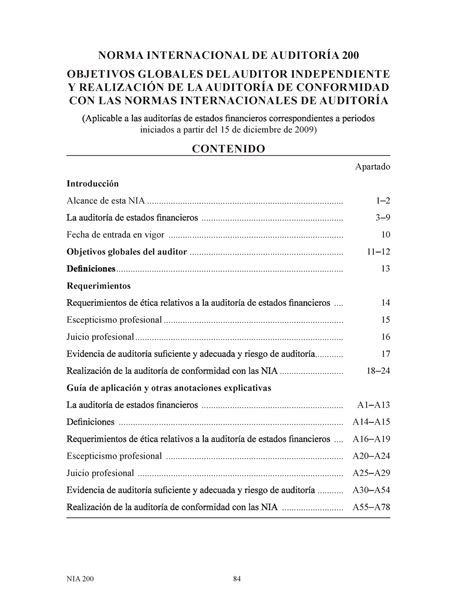 Norma Internacional De Auditoria 200 Objetivos Globales Del Auditor