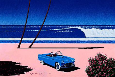 Vaporwave Car, car on the beach, car blue, No.3. Painting by Hiroshi ...