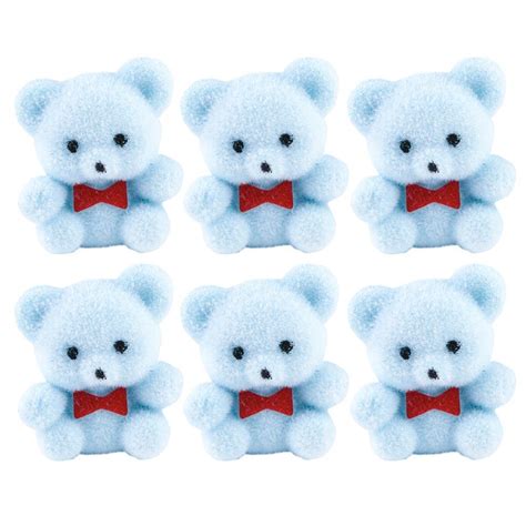 Miniature Baby Blue Flocked Teddy Bears Its A Boy Theme Baby Shower