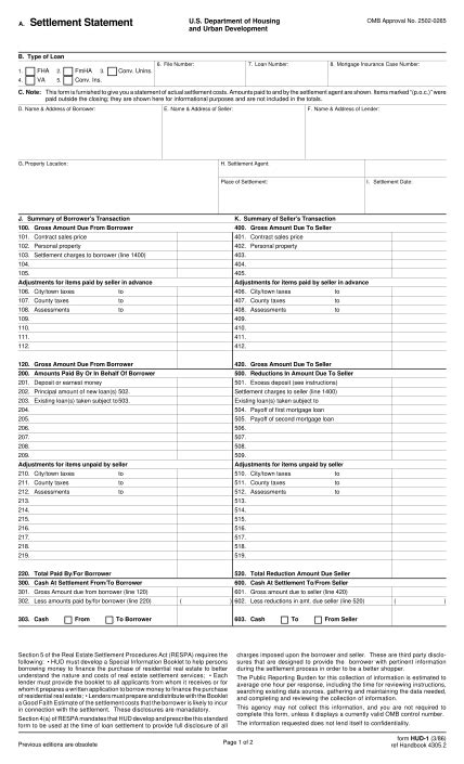 17 Free Fillable Hud 1 Settlement Statement Free To Edit Download And Print Cocodoc