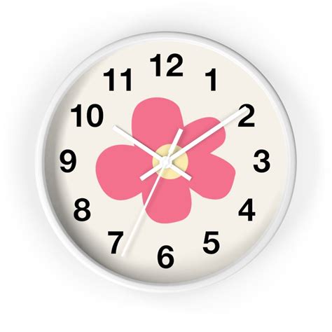 Wooden Frame Wall Clock Cute Wall Clock Floral Wall Clock Etsy