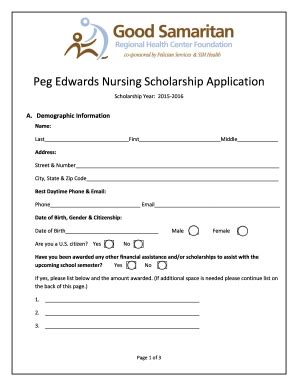 Nursing Scholarship Application Fill Online Printable Fillable