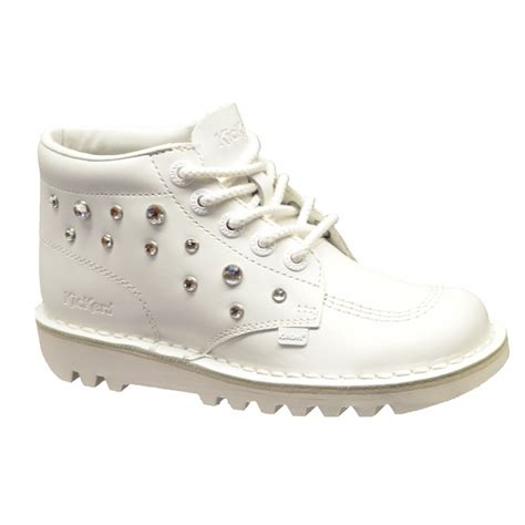 Kickers Kickers Kick Hi Stone Leather White C3 Ladies Boots Kickers