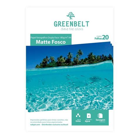 Papel Fotográfico A4 Matte Fosco 180g Dupla Face Greenbelt 20 Folhas no