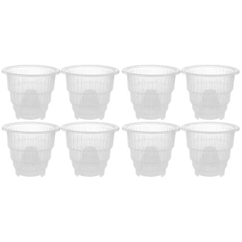 4 Pcs Clear Orchid Pots Plastics Breathable Slotted Orchid Planter For