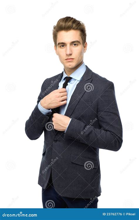 Businessman Adjusting His Tie Stock Photo Image Of Business Shot