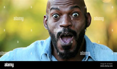 African man WOW reaction. person surprise emotion, close-up face Stock ...