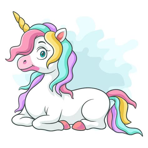 Unicornio De Dibujos Animados Sobre Fondo Blanco Vector Premium