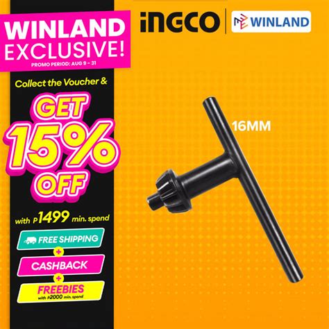 INGCO By Winland CK1601 Chuck Key For 16mm Drill Chuck ING HT Lazada PH