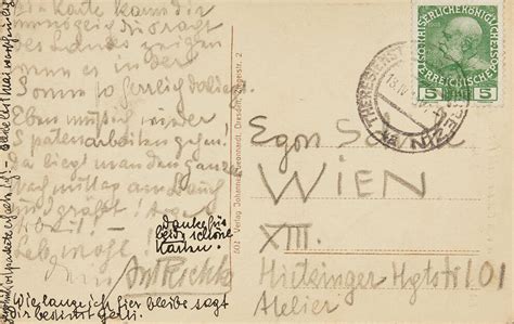 Postkarte Von Anton Peschka An Egon Schiele Leopold Museum Online