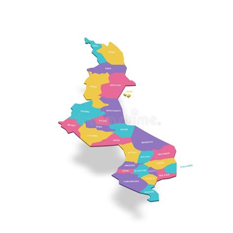 Malawi Political Map Of Administrative Divisions Stock Illustration