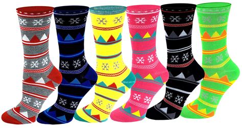 Sumona 6 Women Pairs Snowflake Novelty Crew Socks