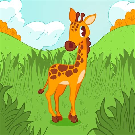 Free Vector Hand Drawn Cartoon Giraffe Illustration