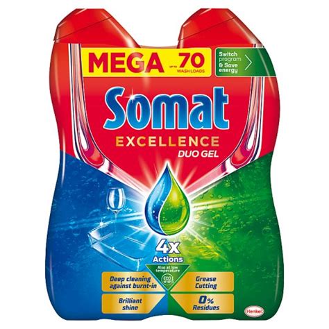 Somat Excellence Duo Dishwasher Gel 2 X 630 Ml Tesco Groceries