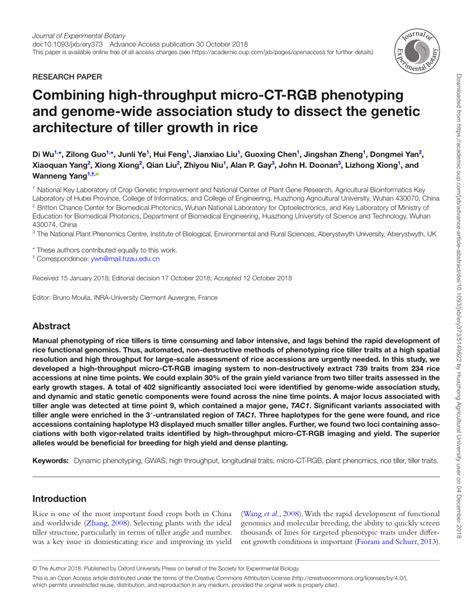 Pdf Combining High Throughput Micro Ct Rgb Phenotyping And Genome