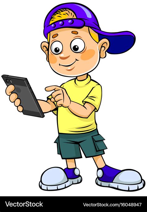 Boy With Smartphone Royalty Free Vector Image Vectorstock