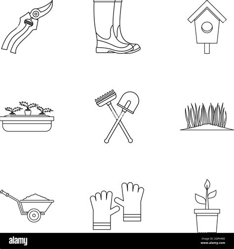 Farm Icons Set Outline Style Stock Vector Image And Art Alamy