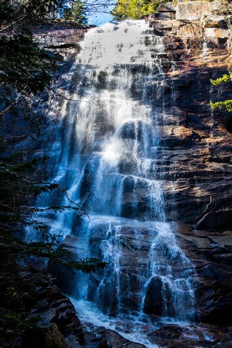 Arethusa Falls Waterfall In The White Mountains Of New Hampshire In