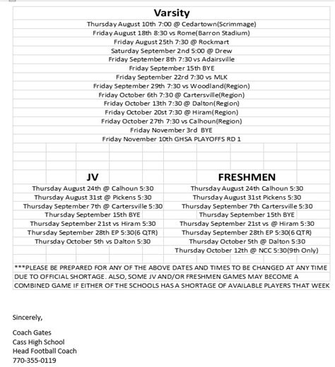 Cass High Varsity Football Cass High School