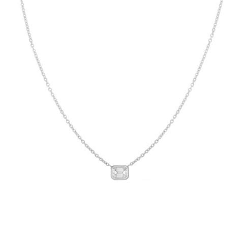 K White Gold Emerald Cut Diamond Necklace Josephs Jewelers