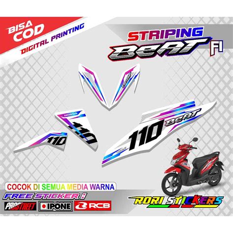 Jual STRIPING VARIASI MOTOR HONDA BEAT FI STIKER LIST MOTOR HONDA