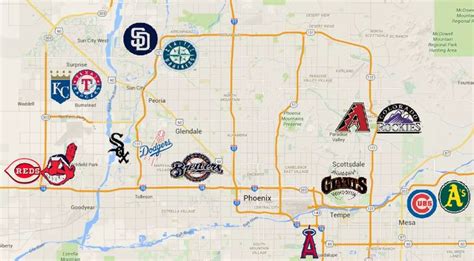 a map with all the major league teams on it's own name and location