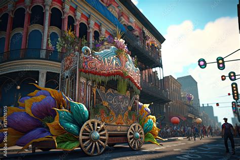 New Orleans floats during Mardi gras parade - Generative AI Stock ...