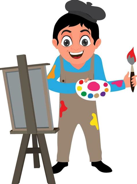 Funny Cartoon Character Of Painter 25325543 Vector Art At Vecteezy