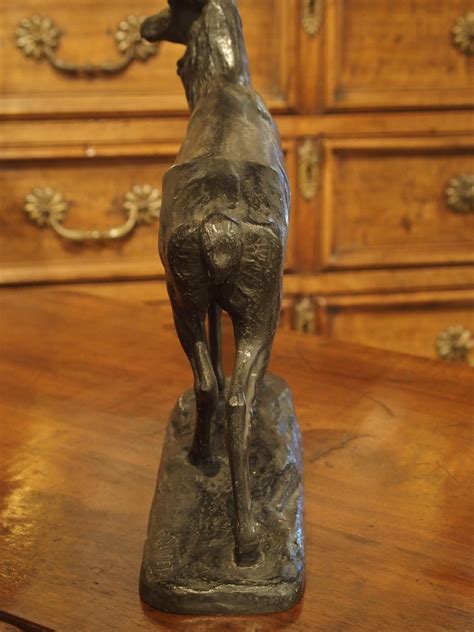 Small Patinated Bronze Statue Of A Stag By Gardet Late 19th Century