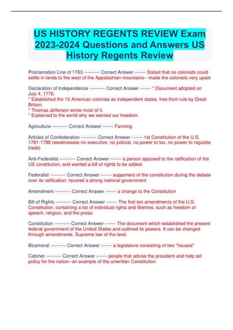 U S History Regents Questions And Answers Solved Probl