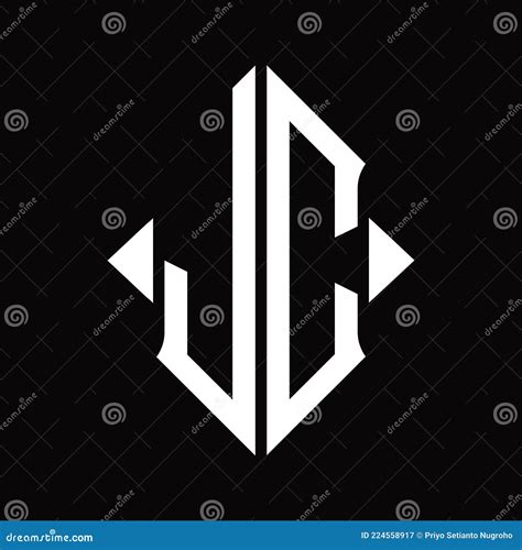 Jc Logo Monogram With Shield Shape Isolated Design Template Stock