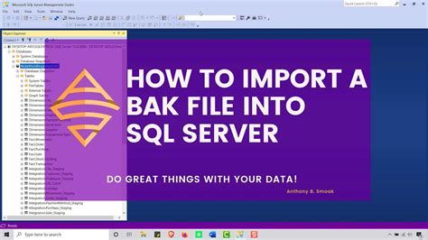 How To Import A Bak File Into Sql Server Youtube