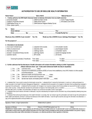 Fillable Online Hsc Unm AUTHORIZATION FOR DISCLOSURE OF HEALTH