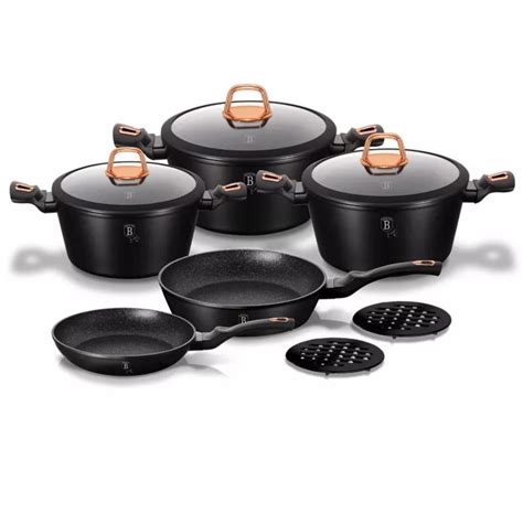 Berlinger Haus 10 Piece Kitchen Cookware Set Black Rose Collection