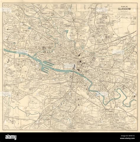 Vintage map of glasgow hi-res stock photography and images - Alamy