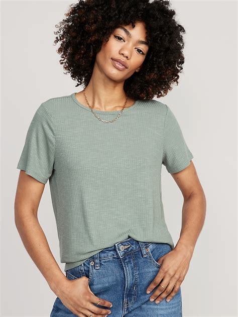 Luxe Ribbed Slub Knit T Shirt Old Navy