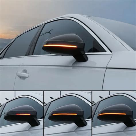 For Audi A P A B A Smoked Dynamic Led Turn Signal Light Mirror