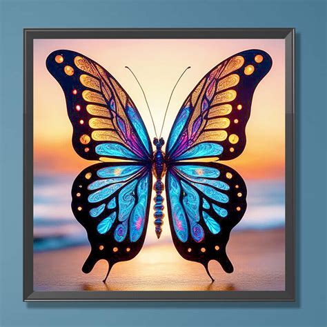 5D DIY Full Round Drill Diamond Painting Seaside Glazed Butterfly Decor