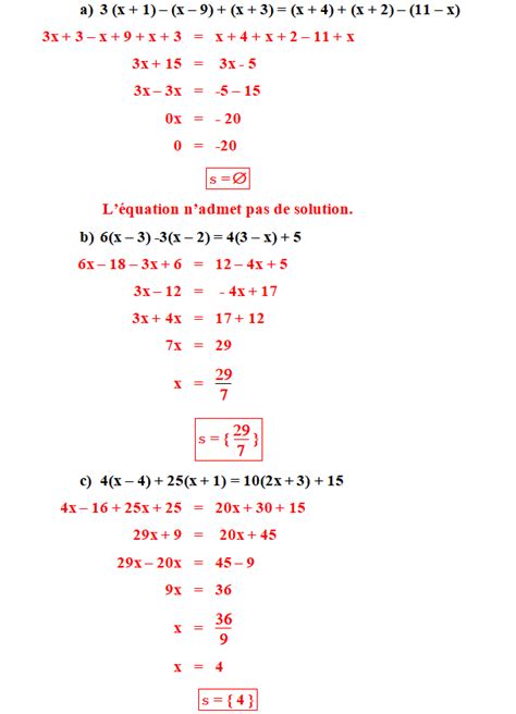 Équations et inéquations exercices corrigés pour 3AC biof Dyrassa