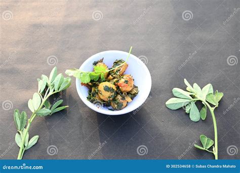 Aloo Methi Or Fenugreek Potato Vegetable Stock Photo Image Of