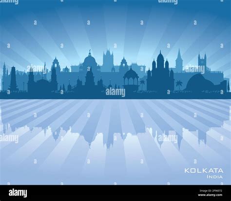 Kolkata India City Skyline Vector Silhouette Illustration Stock Vector