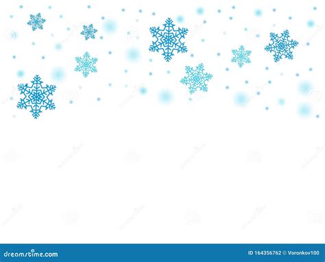 Falling Blue Snow Snowflakes On White Isolated Background Christmas