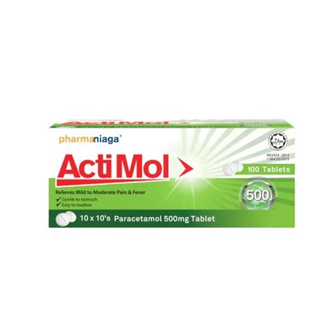 Pharmaniaga Actimol 500mg Tablet 10 X 10 S Paracetamol Sabahcarepharma