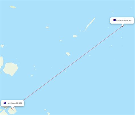 All Flight Routes From Yorke Island To Horn Island Okr To Hid Flight