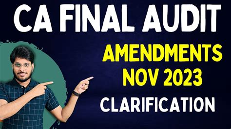 Nov Exams Ca Final Audit Clarification Amendments Youtube