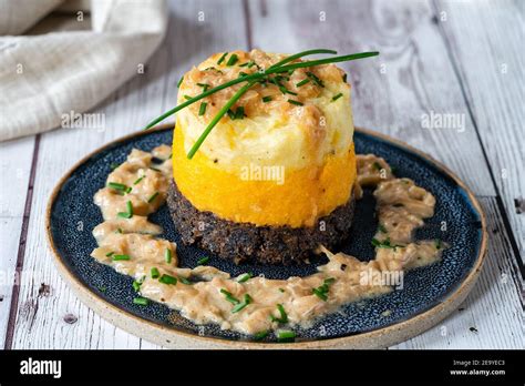 Haggis Neeps And Tatties Stack Haggis With Turnips And Potatoes With