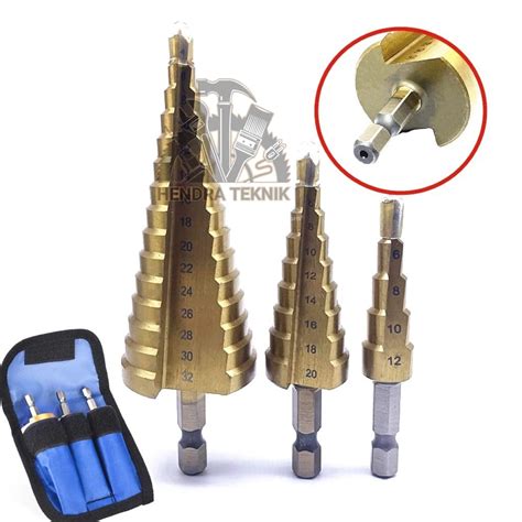 Jual STEP DRILL SET 3PCS MATA BOR TINGKAT SET BOR PAGODA SET BOR CEMARA