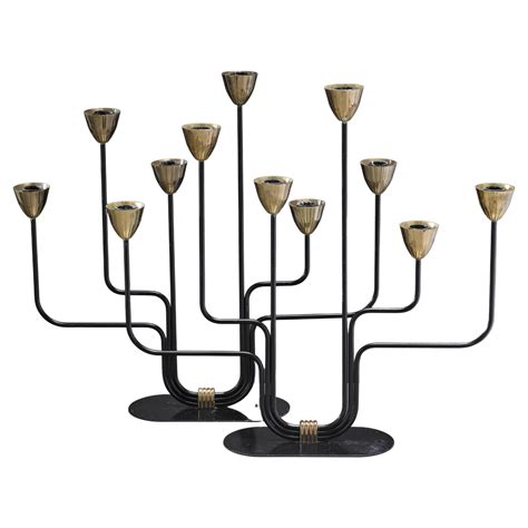 Gunnar Ander For Ystad Metall Wrought Iron And Glass Candelabra At Stdibs